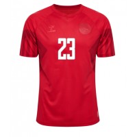 Koszulka piłkarska Dania Pierre-Emile Hojbjerg #23 Strój Domowy MŚ 2022 tanio Krótki Rękaw